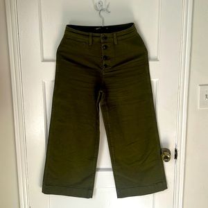 Madewell army green wide legged cropped pants, worn a few times.